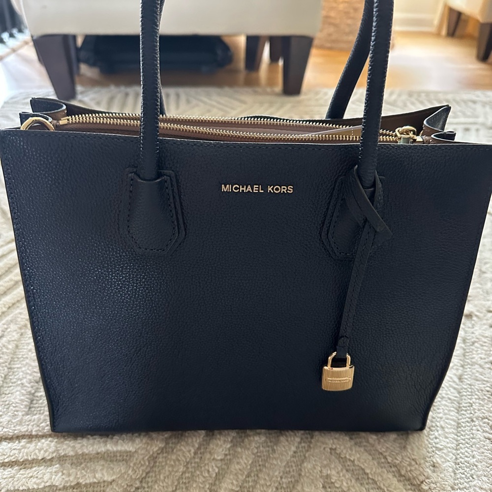 Michael Kors Mercer Large Leather Tote with Gold Accents Color Admiral NWT